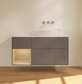 Тумба под раковину Villeroy & Boch Finion 120х50,1 см с подсветкой МДФ антрацит матовый лак/стекло белое матовое FA41PCGK