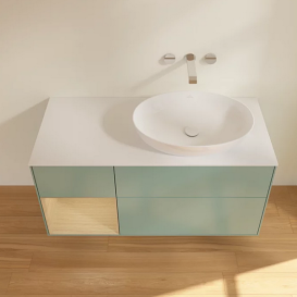 Тумба под раковину Villeroy & Boch Finion 120х50,1 см с подсветкой МДФ оливковый матовый лак/стекло белое матовое FA41PCGM