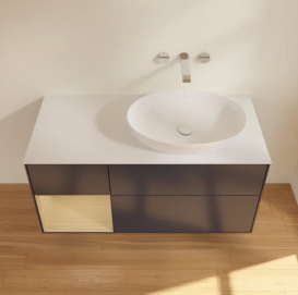 Тумба под раковину Villeroy & Boch Finion 120х50,1 см с подсветкой МДФ темно-синий матовый лак/стекло белое матовое FA41PCHG