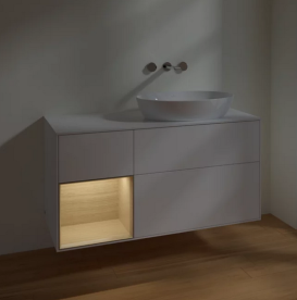 Тумба под раковину Villeroy & Boch Finion 120х50,1 см с подсветкой МДФ белый матовый лак/стекло белое матовое FA41PCMT