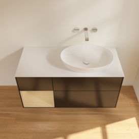 Тумба под раковину Villeroy & Boch Finion 120х50,1 см с подсветкой МДФ черный матовый лак/стекло белое матовое FA41PCPD