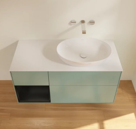 Тумба под раковину Villeroy & Boch Finion 120х50,1 см с подсветкой МДФ оливковый матовый лак/стекло белое матовое FA41PDGM