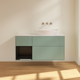 Тумба под раковину Villeroy & Boch Finion 120х50,1 см с подсветкой МДФ оливковый матовый лак/стекло белое матовое FA41PDGM