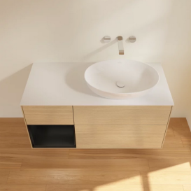 Тумба под раковину Villeroy & Boch Finion 120х50,1 см с подсветкой МДФ шпон дуба/стекло белое матовое FA41PDPC