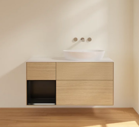 Тумба под раковину Villeroy & Boch Finion 120х50,1 см с подсветкой МДФ шпон дуба/стекло белое матовое FA41PDPC