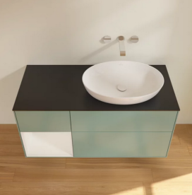 Тумба под раковину Villeroy & Boch Finion 120х50,1 см с подсветкой МДФ оливковый матовый лак/стекло черное матовое FA42GFGM