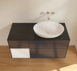 Тумба под раковину Villeroy & Boch Finion 120х50,1 см с подсветкой МДФ темно-синий матовый лак/стекло черное матовое FA42GFHG