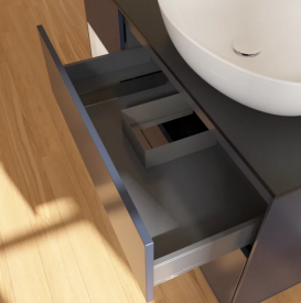 Тумба под раковину Villeroy & Boch Finion 120х50,1 см с подсветкой МДФ темно-синий матовый лак/стекло черное матовое FA42GFHG