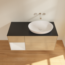 Тумба под раковину Villeroy & Boch Finion 120х50,1 см с подсветкой МДФ шпон дуба/стекло черное матовое FA42GFPC