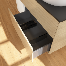 Тумба под раковину Villeroy & Boch Finion 120х50,1 см с подсветкой МДФ шпон дуба/стекло черное матовое FA42GFPC