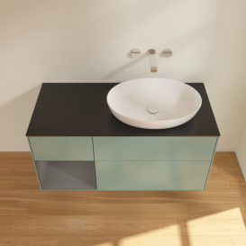 Тумба под раковину Villeroy & Boch Finion 120х50,1 см с подсветкой МДФ оливковый матовый лак/стекло черное матовое FA42GKGM