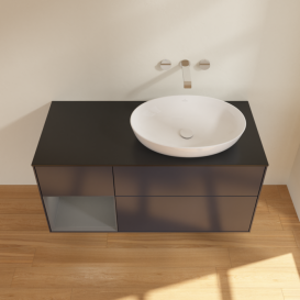 Тумба под раковину Villeroy & Boch Finion 120х50,1 см с подсветкой МДФ темно-синий матовый лак/стекло черное матовое FA42GKHG
