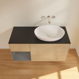 Тумба под раковину Villeroy & Boch Finion 120х50,1 см с подсветкой МДФ шпон дуба/стекло черное матовое FA42GKPC