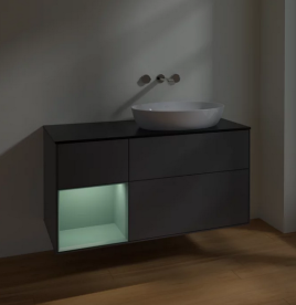 Тумба под раковину Villeroy & Boch Finion 120х50,1 см с подсветкой МДФ антрацит матовый лак/стекло черное матовое FA42GMGK