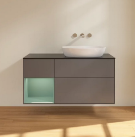 Тумба под раковину Villeroy & Boch Finion 120х50,1 см с подсветкой МДФ антрацит матовый лак/стекло черное матовое FA42GMGK