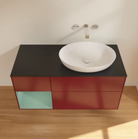 Тумба под раковину Villeroy & Boch Finion 120х50,1 см с подсветкой МДФ пион матовый лак/стекло черное матовое FA42GMHB