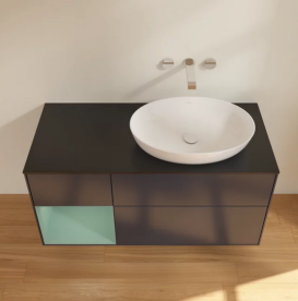 Тумба под раковину Villeroy & Boch Finion 120х50,1 см с подсветкой МДФ темно-синий матовый лак/стекло черное матовое FA42GMHG