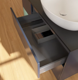 Тумба под раковину Villeroy & Boch Finion 120х50,1 см с подсветкой МДФ темно-синий матовый лак/стекло черное матовое FA42GMHG