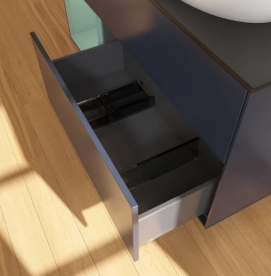 Тумба под раковину Villeroy & Boch Finion 120х50,1 см с подсветкой МДФ темно-синий матовый лак/стекло черное матовое FA42GMHG