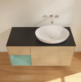 Тумба под раковину Villeroy & Boch Finion 120х50,1 см с подсветкой МДФ шпон дуба/стекло черное матовое FA42GMPC