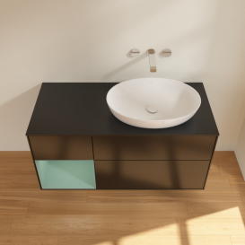 Тумба под раковину Villeroy & Boch Finion 120х50,1 см с подсветкой МДФ черный матовый лак/стекло черное матовое FA42GMMT