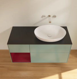 Тумба под раковину Villeroy & Boch Finion 120х50,1 см с подсветкой МДФ оливковый матовый лак/стекло черное матовое FA42HBGM