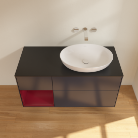 Тумба под раковину Villeroy & Boch Finion 120х50,1 см с подсветкой МДФ темно-синий матовый лак/стекло черное матовое FA42HBHG