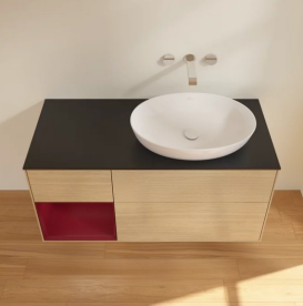 Тумба под раковину Villeroy & Boch Finion 120х50,1 см с подсветкой МДФ шпон дуба/стекло черное матовое FA42HBPC