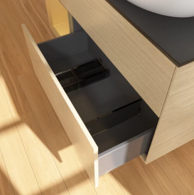 Тумба под раковину Villeroy & Boch Finion 120х50,1 см с подсветкой МДФ шпон дуба/стекло черное матовое FA42HFPC