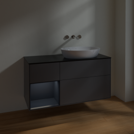 Тумба под раковину Villeroy & Boch Finion 120х50,1 см с подсветкой МДФ антрацит матовый лак/стекло черное матовое FA42HGGK
