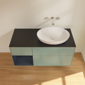 Тумба под раковину Villeroy & Boch Finion 120х50,1 см с подсветкой МДФ оливковый матовый лак/стекло черное матовое FA42HGGM