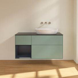 Тумба под раковину Villeroy & Boch Finion 120х50,1 см с подсветкой МДФ оливковый матовый лак/стекло черное матовое FA42HGGM