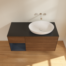 Тумба под раковину Villeroy & Boch Finion 120х50,1 см с подсветкой МДФ шпон грецкого ореха/стекло черное матовое FA42HGGN