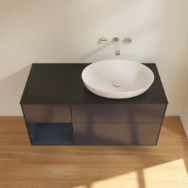 Тумба под раковину Villeroy & Boch Finion 120х50,1 см с подсветкой МДФ темно-синий матовый лак/стекло черное матовое FA42HGHG