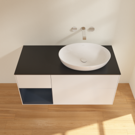 Тумба под раковину Villeroy & Boch Finion 120х50,1 см с подсветкой МДФ белый матовый лак/стекло черное матовое FA42HGMT