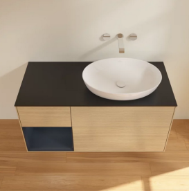 Тумба под раковину Villeroy & Boch Finion 120х50,1 см с подсветкой МДФ шпон дуба/стекло черное матовое FA42HGPC