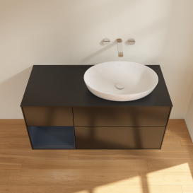 Тумба под раковину Villeroy & Boch Finion 120х50,1 см с подсветкой МДФ черный матовый лак/стекло черное матовое FA42HGPD