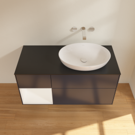 Тумба под раковину Villeroy & Boch Finion 120х50,1 см с подсветкой МДФ темно-синий матовый лак/стекло черное матовое FA42MTHG