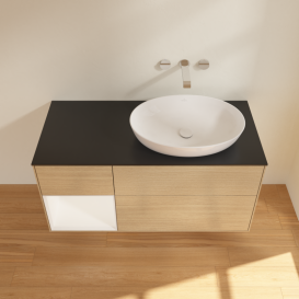 Тумба под раковину Villeroy & Boch Finion 120х50,1 см с подсветкой МДФ шпон дуба/стекло черное матовое FA42MTPC