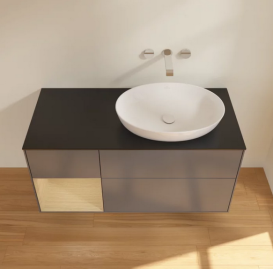 Тумба под раковину Villeroy & Boch Finion 120х50,1 см с подсветкой МДФ антрацит матовый лак/стекло черное матовое FA42PCGK