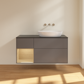 Тумба под раковину Villeroy & Boch Finion 120х50,1 см с подсветкой МДФ антрацит матовый лак/стекло черное матовое FA42PCGK