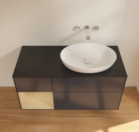 Тумба под раковину Villeroy & Boch Finion 120х50,1 см с подсветкой МДФ темно-синий матовый лак/стекло черное матовое FA42PCHG