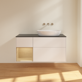 Тумба под раковину Villeroy & Boch Finion 120х50,1 см с подсветкой МДФ белый матовый лак/стекло черное матовое FA42PCMT