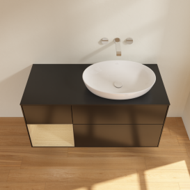 Тумба под раковину Villeroy & Boch Finion 120х50,1 см с подсветкой МДФ черный матовый лак/стекло черное матовое FA42PCPD