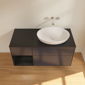 Тумба под раковину Villeroy & Boch Finion 120х50,1 см с подсветкой МДФ темно-синий матовый лак/стекло черное матовое FA42PDHG