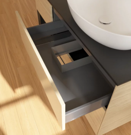 Тумба под раковину Villeroy & Boch Finion 120х50,1 см с подсветкой МДФ шпон дуба/стекло черное матовое FA42PDPC