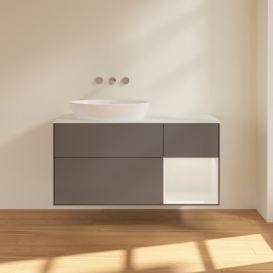 Тумба под раковину Villeroy & Boch Finion 120х50,1 см с подсветкой МДФ антрацит матовый лак/стекло белое матовое FA51GFGK