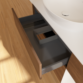 Тумба под раковину Villeroy & Boch Finion 120х50,1 см с подсветкой МДФ шпон грецкого ореха/стекло белое матовое FA51GFGN