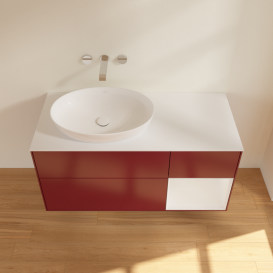 Тумба под раковину Villeroy & Boch Finion 120х50,1 см с подсветкой МДФ пион матовый лак/стекло белое матовое FA51GFHB