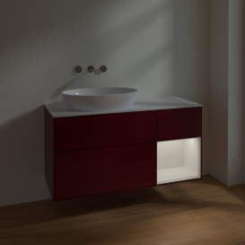 Тумба под раковину Villeroy & Boch Finion 120х50,1 см с подсветкой МДФ пион матовый лак/стекло белое матовое FA51GFHB